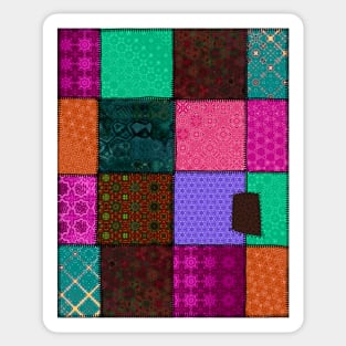 Colorful Patchwork Design With Sewing Sticker